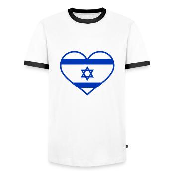 Israël - T-shirt contrasté Homme - blanc/noir - Devant - AI Model Female 172 light (172cm) & AI Model Male 178 dark (178cm)