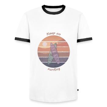 Continuez à surfer - T-shirt contrasté Homme - blanc/noir - Devant - AI Model Female 172 light (172cm) & AI Model Male 178 dark (178cm)