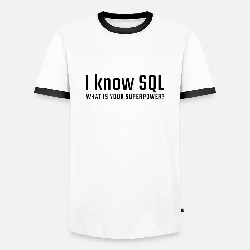 Je connais SQL - T-shirt contrasté Homme - blanc/noir