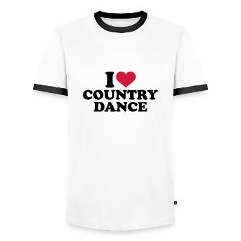 I love Country dance - Men's Ringer Shirt - white/black - Front - AI Model Female 172 light (172cm) & AI Model Male 178 dark (178cm)