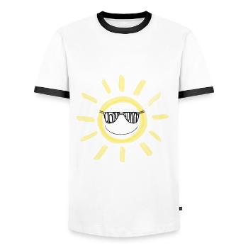 Cool sun with sunglasses - Men's Ringer Shirt - white/black - Front - AI Model Female 172 light (172cm) & AI Model Male 178 dark (178cm)