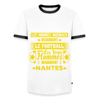 les vrais hommes regardent nantes club de foot - T-shirt contrasté Homme - blanc/noir - Devant - AI Model Female 172 light (172cm) & AI Model Male 178 dark (178cm)