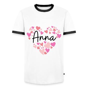 Ich liebe Anna - Männer Kontrast-T-Shirt - Weiß/Schwarz - Vorne - AI Model Female 172 light (172cm) & AI Model Male 178 dark (178cm)