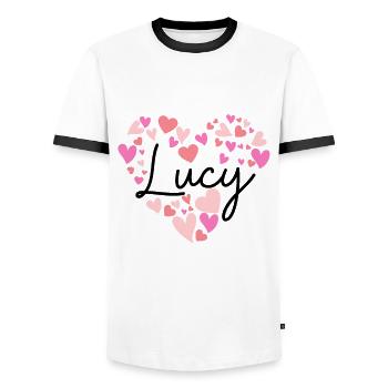 Ich liebe Lucy - Männer Kontrast-T-Shirt - Weiß/Schwarz - Vorne - AI Model Female 172 light (172cm) & AI Model Male 178 dark (178cm)