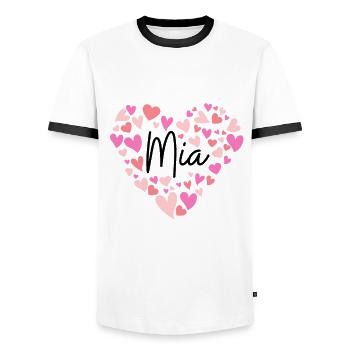 Ich liebe Mia - Männer Kontrast-T-Shirt - Weiß/Schwarz - Vorne - AI Model Female 172 light (172cm) & AI Model Male 178 dark (178cm)