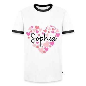 I love Sophia - Men's Ringer Shirt - white/black - Front - AI Model Female 172 light (172cm) & AI Model Male 178 dark (178cm)