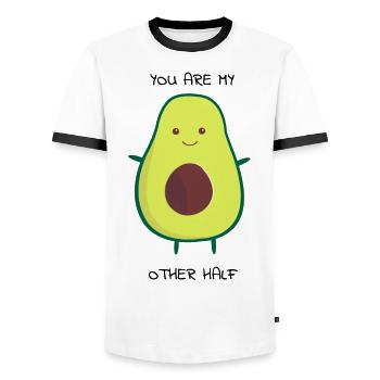 Chemise de partenaire Avocat Partie 1 - T-shirt contrasté Homme - blanc/noir - Devant - AI Model Female 172 light (172cm) & AI Model Male 178 dark (178cm)