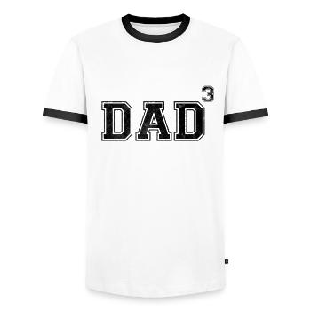 Dad Of 3 - Men's Ringer Shirt - white/black - Front - AI Model Female 172 light (172cm) & AI Model Male 178 dark (178cm)