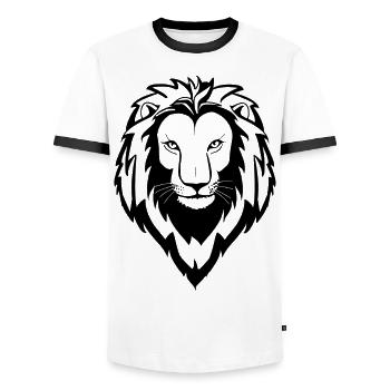 Löwe - Men's Ringer Shirt - white/black - Front - AI Model Female 172 light (172cm) & AI Model Male 178 dark (178cm)