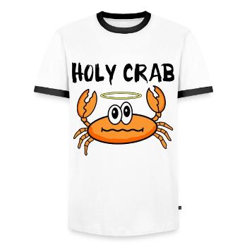 Holy Crab - Men's Ringer Shirt - white/black - Front - AI Model Female 172 light (172cm) & AI Model Male 178 dark (178cm)