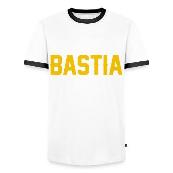 France région Corse london bastia B - T-shirt contrasté Homme - blanc/noir - Devant - AI Model Female 172 light (172cm) & AI Model Male 178 dark (178cm)