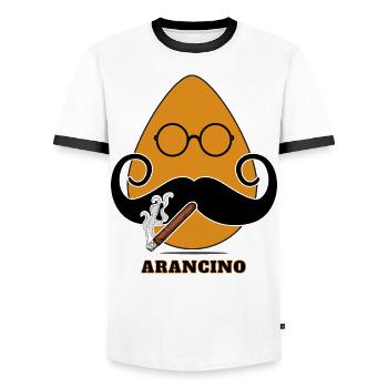 Arancino Sicilian specialità - Männer Kontrast-T-Shirt - Weiß/Schwarz - Vorne - AI Model Female 172 light (172cm) & AI Model Male 178 dark (178cm)