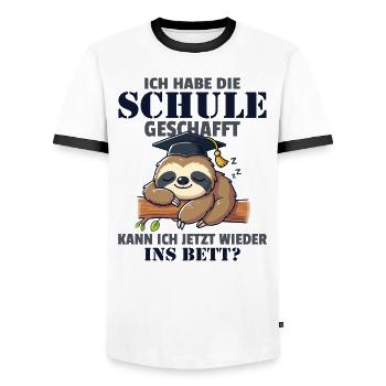 School Graduate Realschule Hauptschule School - Men's Ringer Shirt - white/black - Front - AI Model Female 172 light (172cm) & AI Model Male 178 dark (178cm)