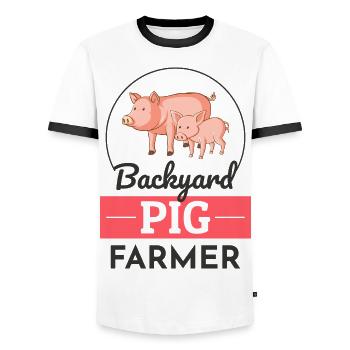 Hinterhof Schweine Bauer Tierhaltung Bauernhof Lustig - Männer Kontrast-T-Shirt - Weiß/Schwarz - Vorne - AI Model Female 172 light (172cm) & AI Model Male 178 dark (178cm)