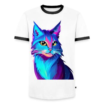 Katze Haustier Katzenhaar Hauskatze Kätzchen Kater - Männer Kontrast-T-Shirt - Weiß/Schwarz - Vorne - AI Model Female 172 light (172cm) & AI Model Male 178 dark (178cm)