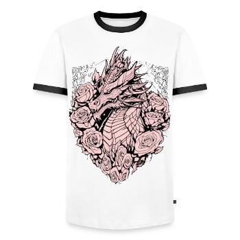 Drache im Schild - Männer Kontrast-T-Shirt - Weiß/Schwarz - Vorne - AI Model Female 172 light (172cm) & AI Model Male 178 dark (178cm)