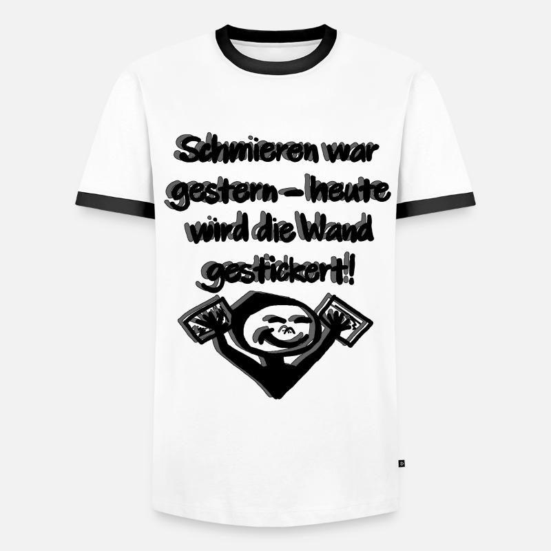 Heute wird gestickert - Männer Kontrast-T-Shirt - Weiß/Schwarz