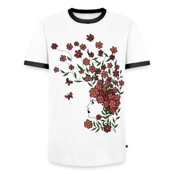 Flower girl - Men's Ringer Shirt - white/black - Front - AI Model Female 172 light (172cm) & AI Model Male 178 dark (178cm)