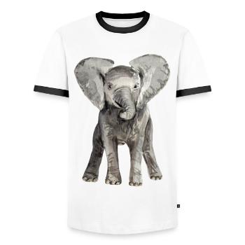 Éléphant bébé - T-shirt contrasté Homme - blanc/noir - Devant - AI Model Female 172 light (172cm) & AI Model Male 178 dark (178cm)