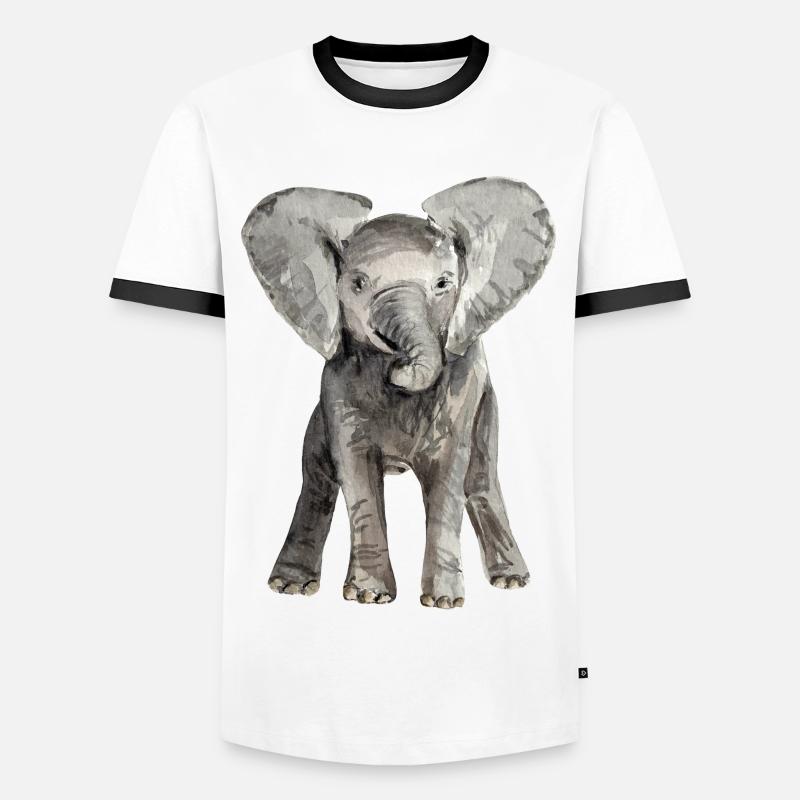 Éléphant bébé - T-shirt contrasté Homme - blanc/noir
