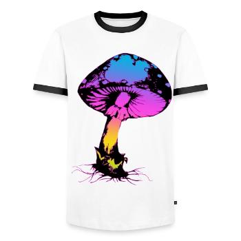 Psycho Pilz - Männer Kontrast-T-Shirt - Weiß/Schwarz - Vorne - AI Model Female 172 light (172cm) & AI Model Male 178 dark (178cm)