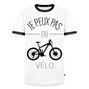 j peux pas j ai velo - je peux pas j ai velo - T-shirt contrasté Homme - blanc/noir - Devant - AI Model Female 172 light (172cm) & AI Model Male 178 dark (178cm)