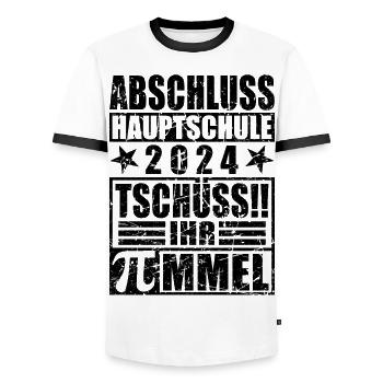 Abschluss 2024 Hauptschule - Männer Kontrast-T-Shirt - Weiß/Schwarz - Vorne - AI Model Female 172 light (172cm) & AI Model Male 178 dark (178cm)