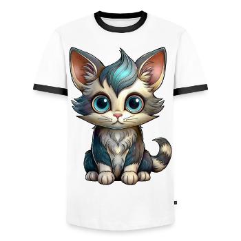 Kätzchen - Männer Kontrast-T-Shirt - Weiß/Schwarz - Vorne - AI Model Female 172 light (172cm) & AI Model Male 178 dark (178cm)