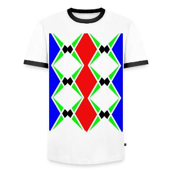 Mehrfarbiges, einzigartiges Design - Männer Kontrast-T-Shirt - Weiß/Schwarz - Vorne - AI Model Female 172 light (172cm) & AI Model Male 178 dark (178cm)