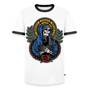 lady death - T-shirt contrasté Homme - blanc/noir - Devant - AI Model Female 172 light (172cm) & AI Model Male 178 dark (178cm)