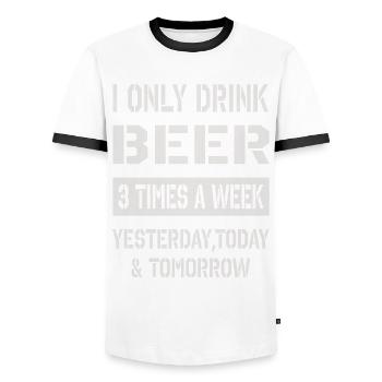 Je ne bois que de la bière - T-shirt contrasté Homme - blanc/noir - Devant - AI Model Female 172 light (172cm) & AI Model Male 178 dark (178cm)
