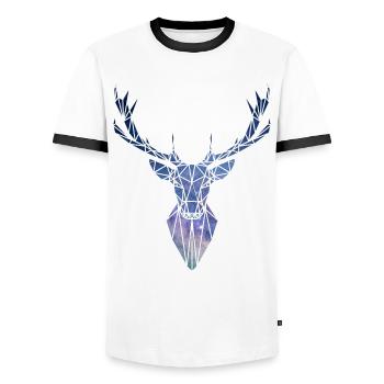 Cerf géométrique - T-shirt contrasté Homme - blanc/noir - Devant - AI Model Female 172 light (172cm) & AI Model Male 178 dark (178cm)