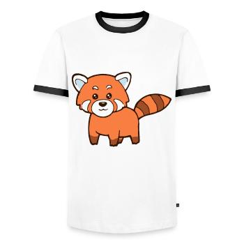 Roter Panda - Männer Kontrast-T-Shirt - Weiß/Schwarz - Vorne - AI Model Female 172 light (172cm) & AI Model Male 178 dark (178cm)