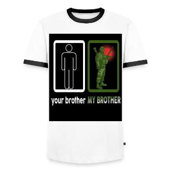 Cadeau de guerre de la marine de la police militaire des forces armées de Mariens - T-shirt contrasté Homme - blanc/noir - Devant - AI Model Female 172 light (172cm) & AI Model Male 178 dark (178cm)