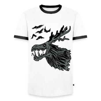Cadeau de bête Animal Cryptid Wendigo Monster Demon - T-shirt contrasté Homme - blanc/noir - Devant - AI Model Female 172 light (172cm) & AI Model Male 178 dark (178cm)