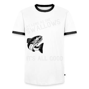 Pêche à la ligne Pêche PêcheUr Pêcheur Cadeau - T-shirt contrasté Homme - blanc/noir - Devant - AI Model Female 172 light (172cm) & AI Model Male 178 dark (178cm)
