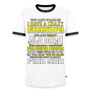 Crazy Grandpa Oldman Google Grandfather Pap Gift - Men's Ringer Shirt - white/black - Front - AI Model Female 172 light (172cm) & AI Model Male 178 dark (178cm)