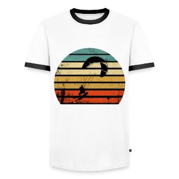 Kite Surfing Wind Sailing Wake Boarding Ocean Gift - Men's Ringer Shirt - white/black - Front - AI Model Female 172 light (172cm) & AI Model Male 178 dark (178cm)