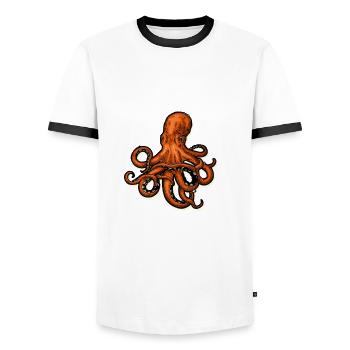 Octopus Octopoda Squids Polyp Calamari Sea Gift - Men's Ringer Shirt - white/black - Front - AI Model Female 172 light (172cm) & AI Model Male 178 dark (178cm)