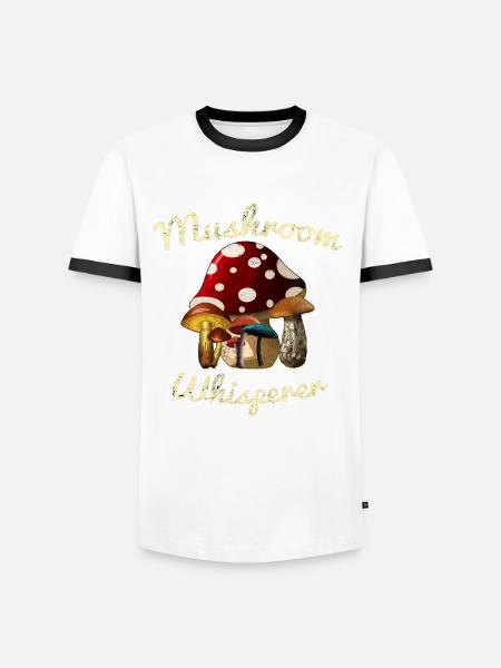 Pilz-Flüsterer-Blüte wachsen Giftpilz-Form-Geschenk - Männer Kontrast-T-Shirt - Weiß/Schwarz