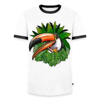 Toucan Tucan Tropical Bird Cool Jungle Animal Gift - Men's Ringer Shirt - white/black - Front - AI Model Female 172 light (172cm) & AI Model Male 178 dark (178cm)