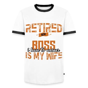 Ruhestand Lustige Pension im Ruhestand Perfektes Geschenk - Männer Kontrast-T-Shirt - Weiß/Schwarz - Vorne - AI Model Female 172 light (172cm) & AI Model Male 178 dark (178cm)