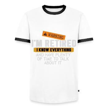 Retirement Funny Retired Pension Perfect Gift - Men's Ringer Shirt - white/black - Front - AI Model Female 172 light (172cm) & AI Model Male 178 dark (178cm)