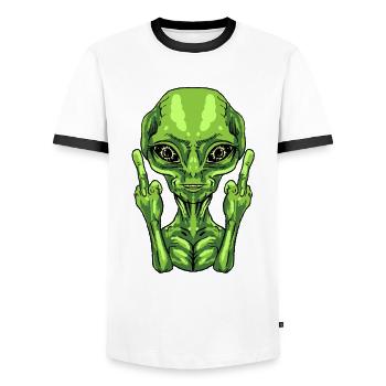 Alien Ufo Aliens Space Monster Lustiges perfektes Geschenk - Männer Kontrast-T-Shirt - Weiß/Schwarz - Vorne - AI Model Female 172 light (172cm) & AI Model Male 178 dark (178cm)
