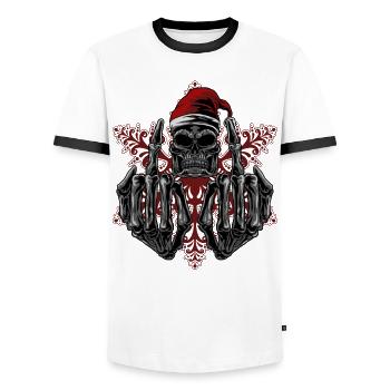 Horror Ugly Christmas Sweater Gory XMas Cool Gift - Men's Ringer Shirt - white/black - Front - AI Model Female 172 light (172cm) & AI Model Male 178 dark (178cm)