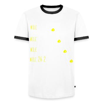 Marathon Runner Mile Gift - Men's Ringer Shirt - white/black - Front - AI Model Female 172 light (172cm) & AI Model Male 178 dark (178cm)