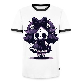 Cute Halloween Skeleton - Cute Scary Design - Men's Ringer Shirt - white/black - Front - AI Model Female 172 light (172cm) & AI Model Male 178 dark (178cm)