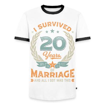 I Survived 20 Years Of Marriage - Men's Ringer Shirt - white/black - Front - AI Model Female 172 light (172cm) & AI Model Male 178 dark (178cm)
