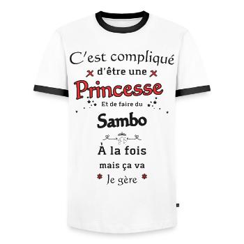 Princesse Et Sambo - T-shirt contrasté Homme - blanc/noir - Devant - AI Model Female 172 light (172cm) & AI Model Male 178 dark (178cm)