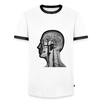 es is unheilbar... bayerischer Spruch - Männer Kontrast-T-Shirt - Weiß/Schwarz - Vorne - AI Model Female 172 light (172cm) & AI Model Male 178 dark (178cm)